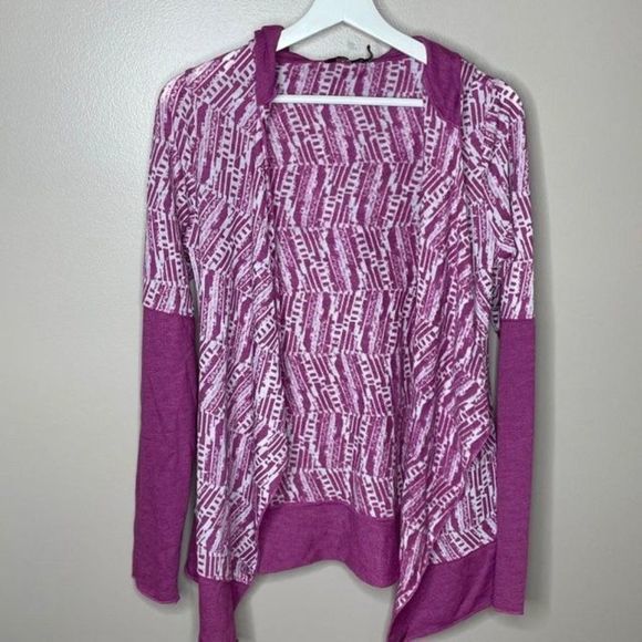 Prana Sweaters - Prana Purple White Hooded‎ Cardigan